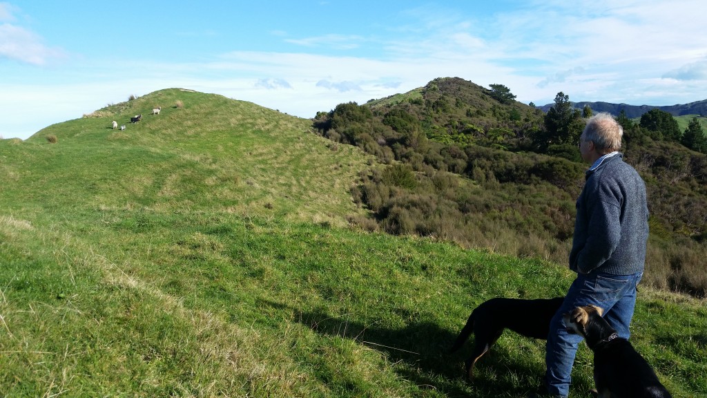 Our host Malcolm with Inca and Joy. Right before we round up some wild goats.