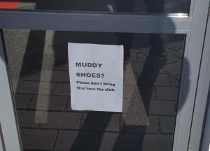 This sign is posted on the door to the gym.