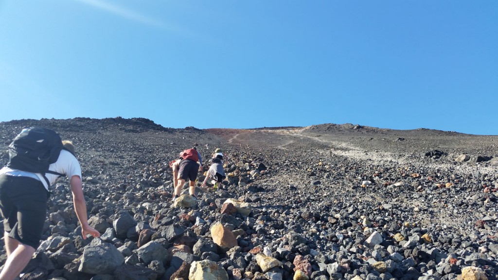 There is no marked path up to the summit of Mt Ngauruhoe. It's a 2.5 hour climb on your hands and knees, literally. 