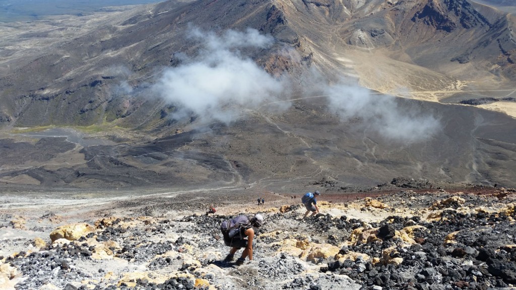 The decent takes about 30 minutes. You just slide down like you're skiing. 